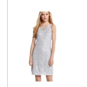 White House Black Market Silver Sequins Dress Size 2